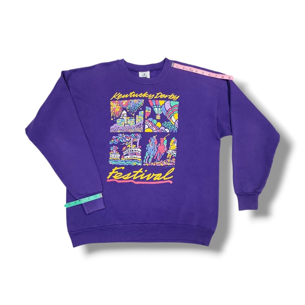 Vintage 1993 Kentucky Derby Festival Purple Lee Sweatshirt XL USA Made - Picture 5 of 10